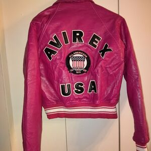 Avirex Women's Bold Pink Leather Jacket